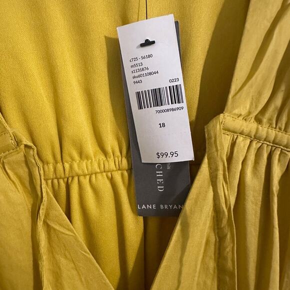 NWT Lane Bryant mustard Yellow Ruffled Smocked Midi Sundress plus size 18 - Picture 7 of 8